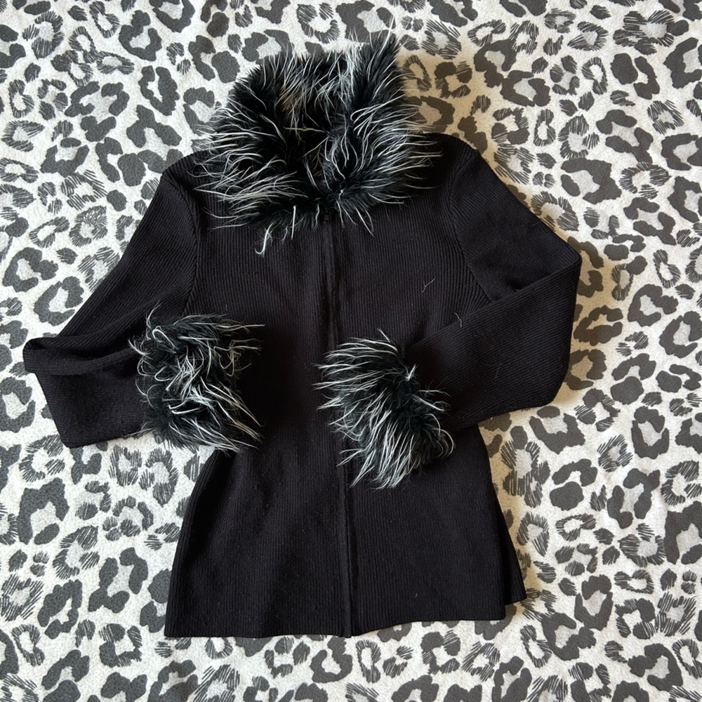 Black and grey fur zip up jacket